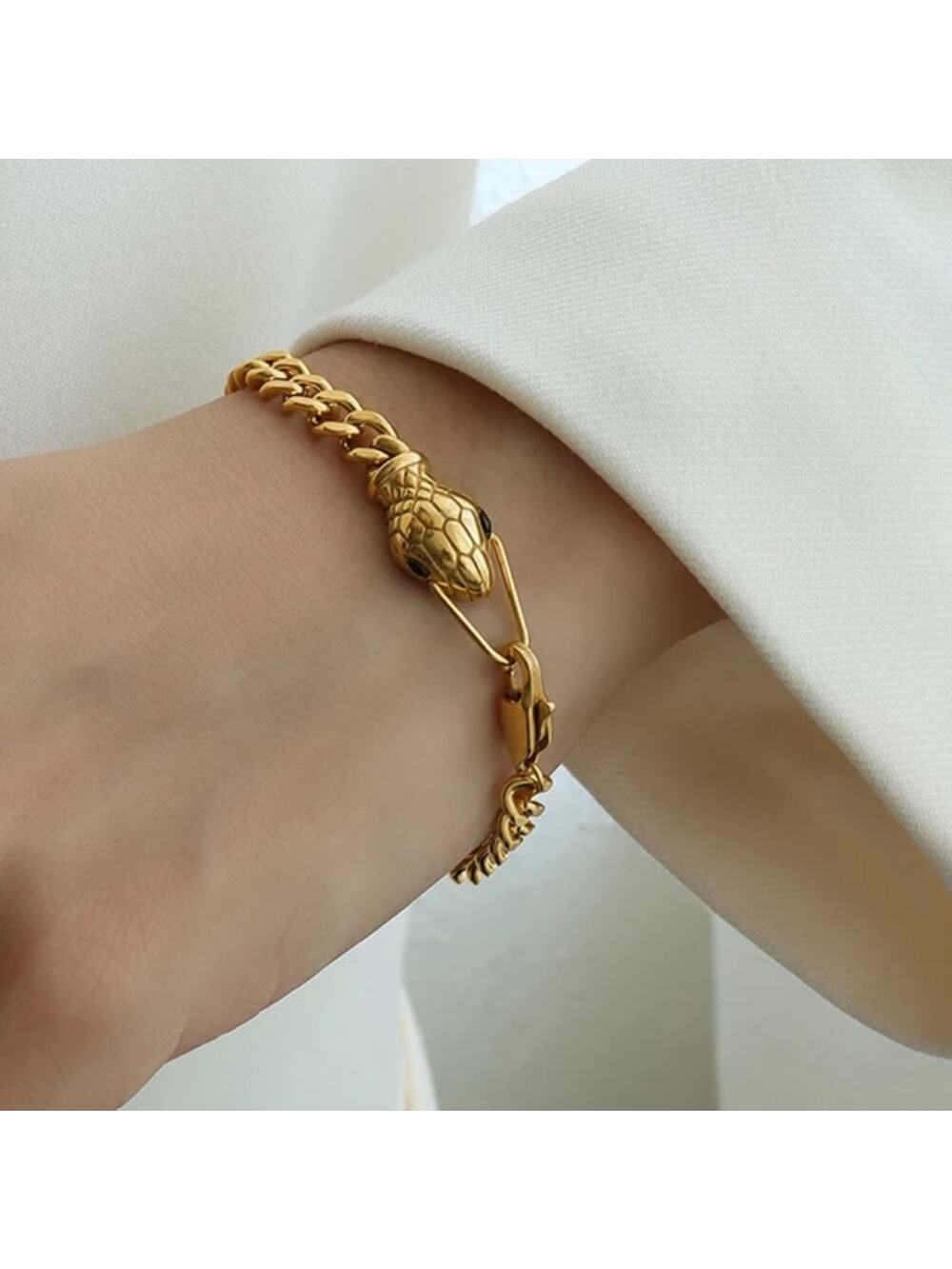 NEW 18K yellow gold plated snake bracelet Cuban chain jewelry B26